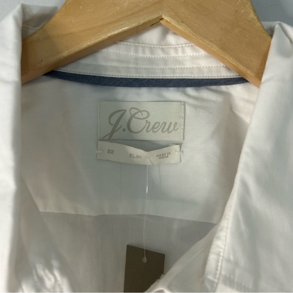 NWT J.Crew Slim-Fit Stretch Cotton White Poplin Shirt - Picture 3 of 7